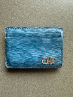 Salvatore Ferragamo Blue Leather Card Holder