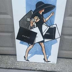 Oliver Gal 'Rodeo Dr Walk' The Fashion Wall Art Decor Collection Modern Premium Canvas Art Print great condition 