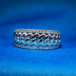 Moissanite 0.47 ctw Chain Link Design Ring