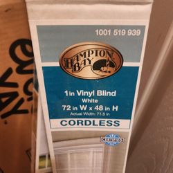 Hampton Bay 1 In Vinyl Blind White, 72 In W x 48 in H. New in Unopened Box, $70 obo.