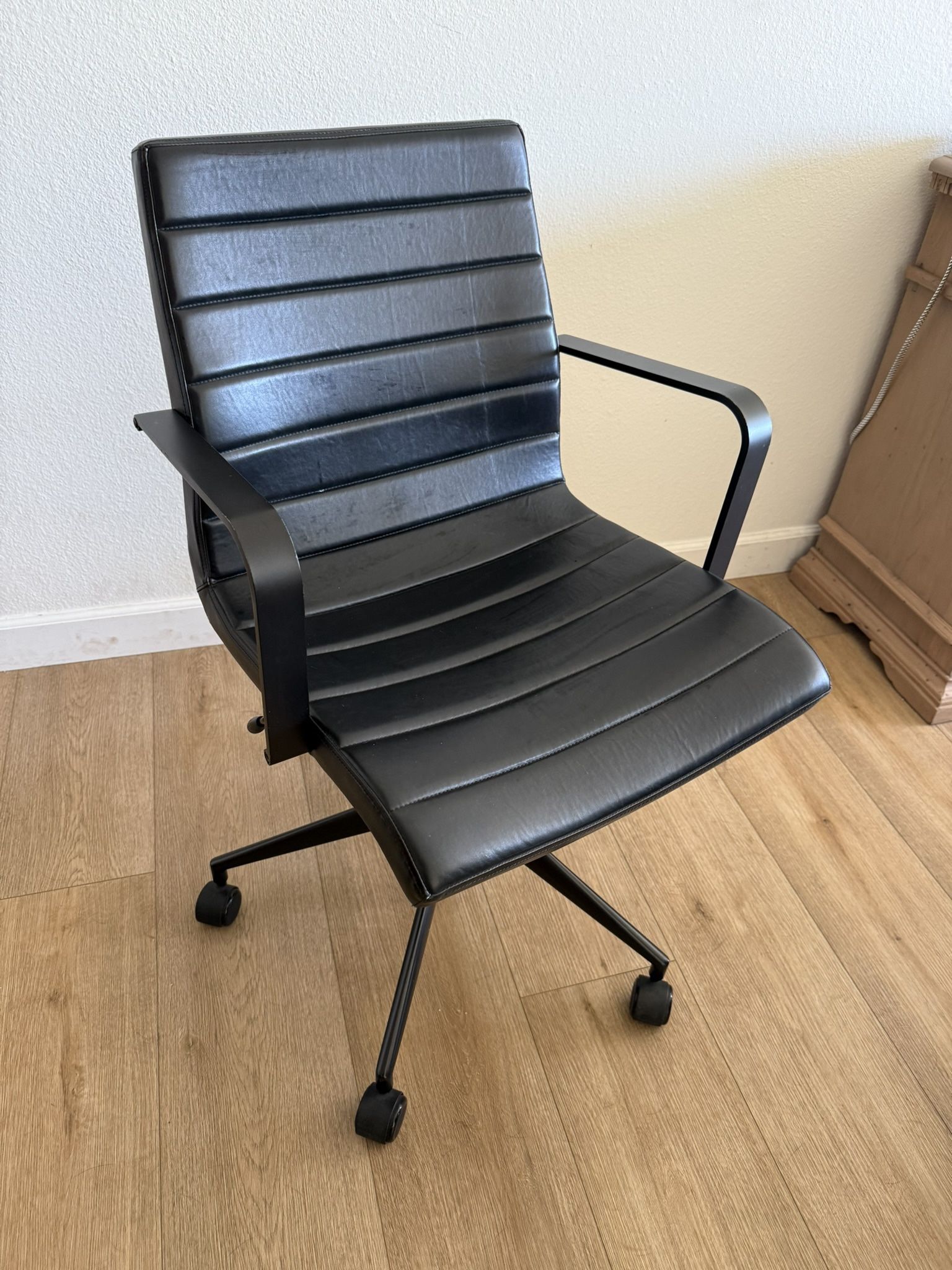 Crate & Barrel Black Leather Office Chair