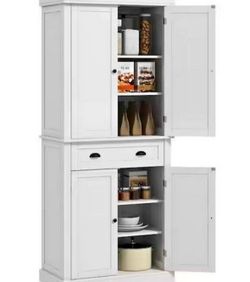 HOMCOM Kitchen Pantry 72 in. Accent Cabinet Office Storage Cabinet with 3 Adjustable Shelves