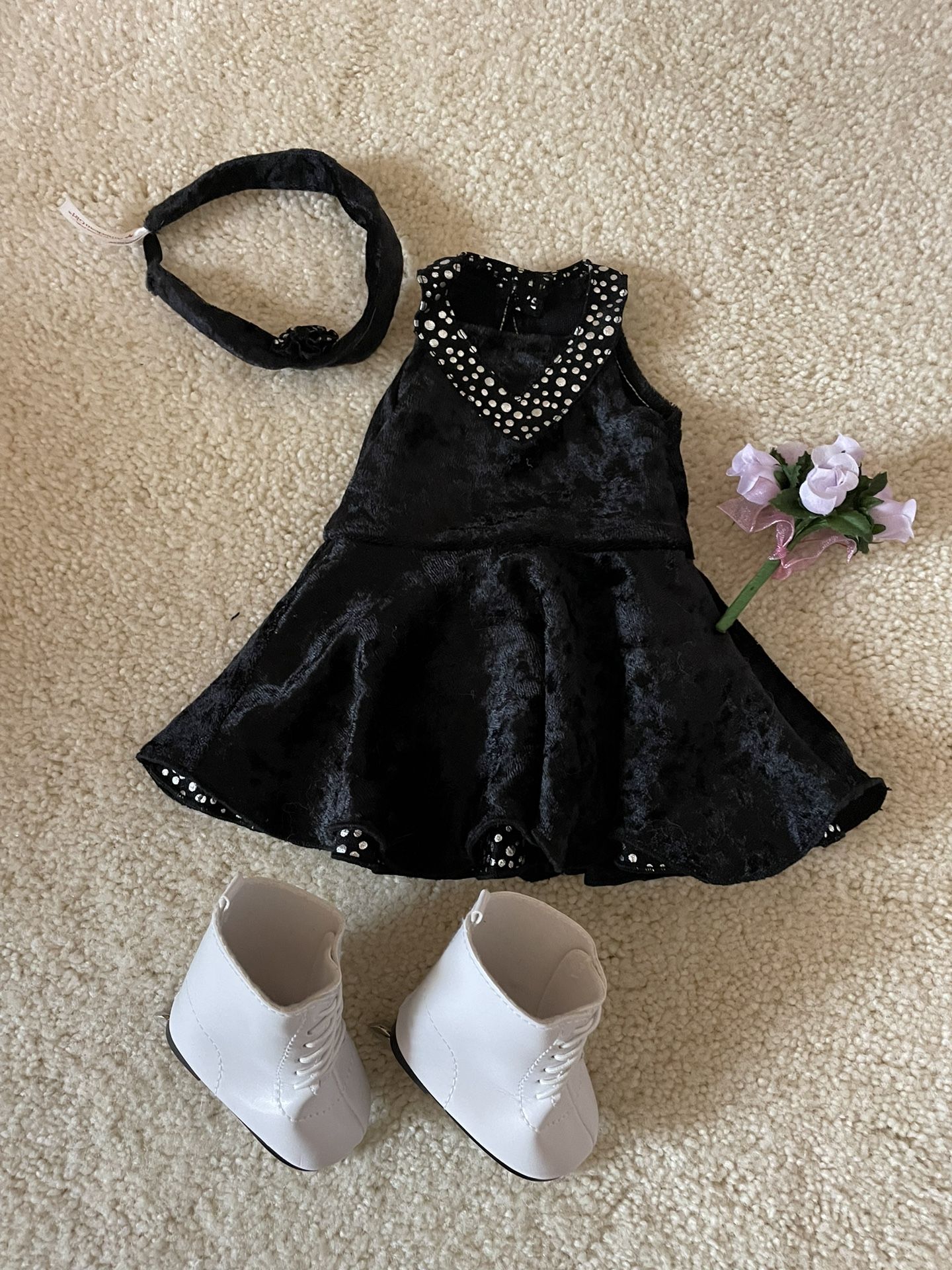 American Girl Doll 2010 Midnight Skate Outfit Dress Ice Skates Headband