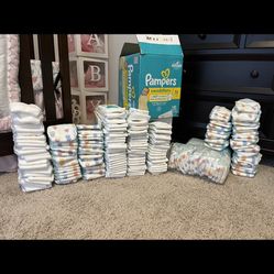 Pampers Diapers And Wipes NB, Size 1, & 2