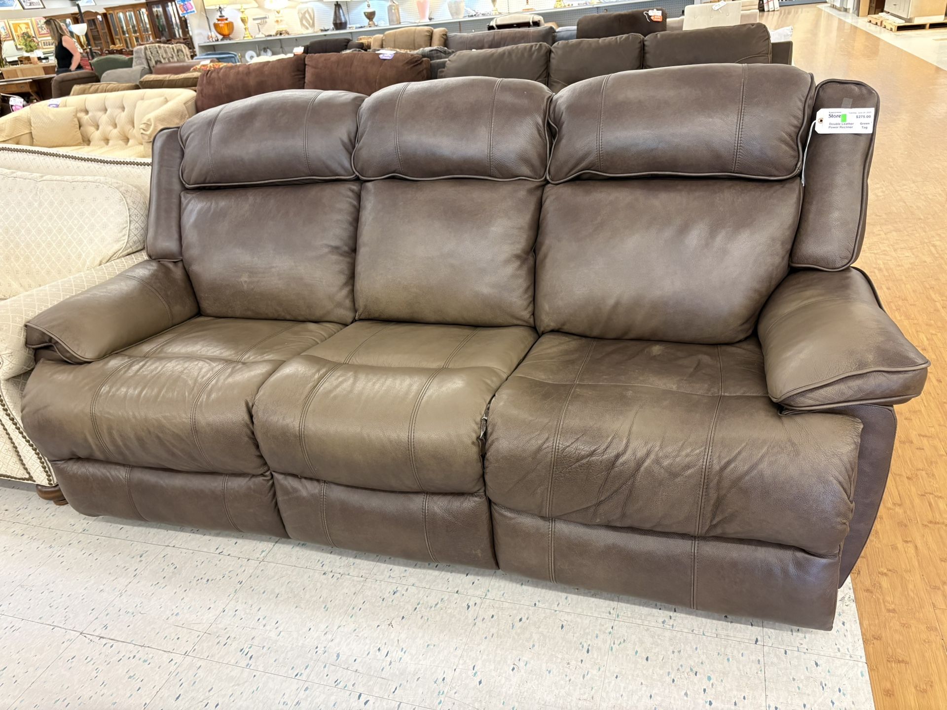 Brown Double Leather Reclining Couch