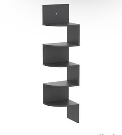 5 Tier Corner Shelf Floating Wall Mount Espresso Finish