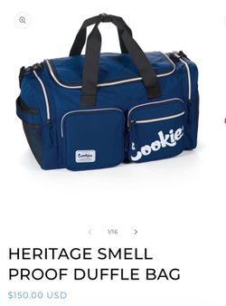 Cookies Heritage smell proof duffel bag. $150 store value
