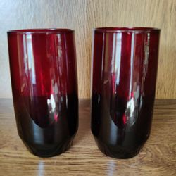 PAIR ANCHOR HOCKING ROYAL RED TUMBLERS