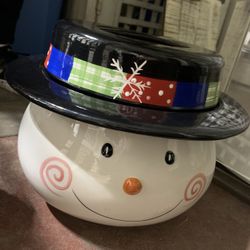 Snowman head cookie jar BRAND NEW 