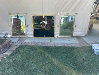 Uttermost Acrylic Brass Mirror Set Oversized Clock 