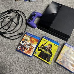 Sony PS4 CUH-1001A 500GB Fat Console Bundle Electric Purple Controller 3 Games