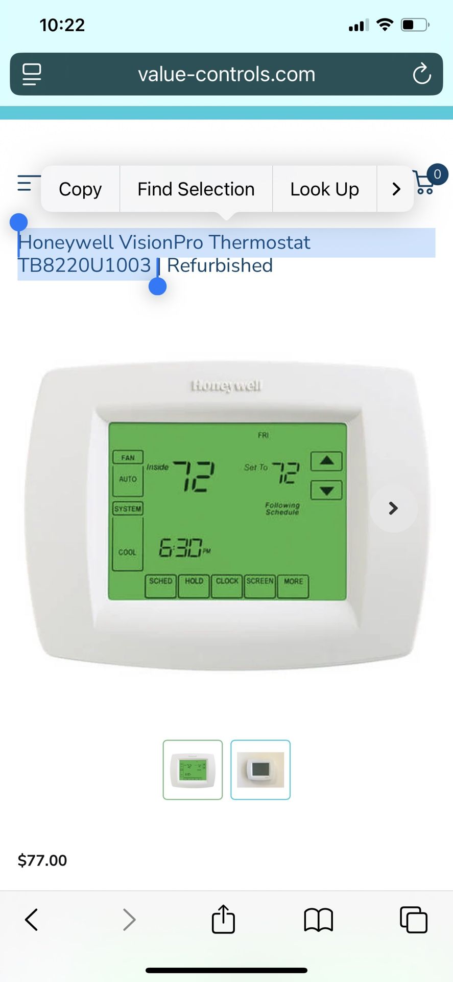 Honeywell Home Heating and Cooling Push Buttons Programmable Thermostat