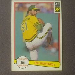 1982 Donruss Bob Owchinko Oakland A's Athletics #287 Baseball Card Vintage Collectible Sports MLB