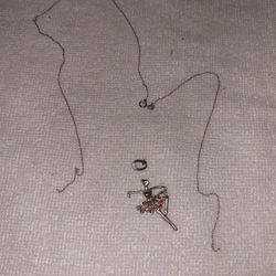 Sterling Silver Necklace And Ballerina Charm 