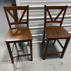 Solid Wood Counter-Height Stools (Set of 2) – NEW/Assembled Only 