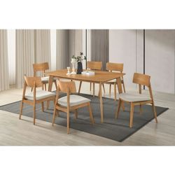 Brand New 59" x 42" x 30"H Walnut Dining Table + 6 Chairs