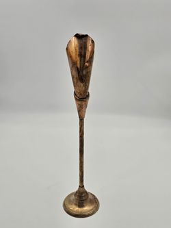 Brass Copper Flower Bud Vase on Stand