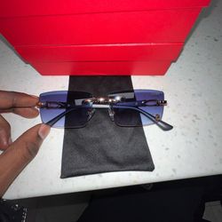 Cartier Big C Light Blue Frameless Lens Gold Frame