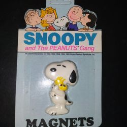 Vintage Wecolite Snoopy Woodstock Magnet Sealed New Peanuts Gang No.64 1980s