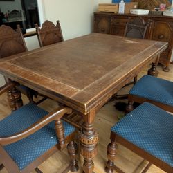 Dining Table, Chairs, Hutch