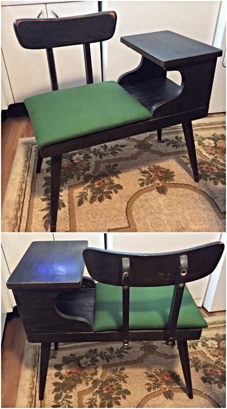 Vintage Mid Century Gossip Bench * Telephone Chair