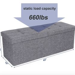 43 Inches Fabric Ottoman Bench with Lift Top