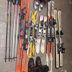 Ski, Ski Boots, Ski Sticks.