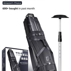 Champkey Professional Golf Travel Bags For Airlines With Password Lock - Hard Case Golf Travel Bag With Support Pole And Oversized Wheels 