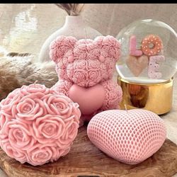 3 decoratives candle for saints valentines day-con chocolates flores y luces love day- gift