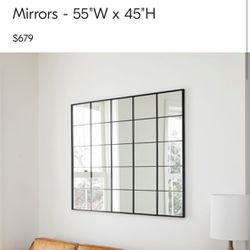 West Elm Raven Window Metal Wall Mirrors - 55"W x 45"H