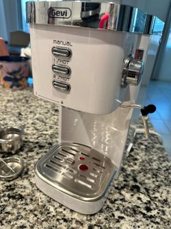 Gevi Professional Espresso Machine 20 Bar, Compact Latte & Cappuccino Machine with Milk Frother Steam Wand, Adjustable Shot Volume, White