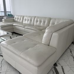 Light Beige Leather Sectional! Modern Style Italian Made