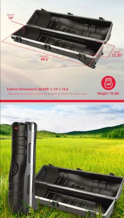 SKB Staff ATA Hard Shell Plastic Golf Travel Case for Cart Bags with 2 Wheels - Heavy-Duty Rolling Club and Driver Carrier for Airline Transport, Impa