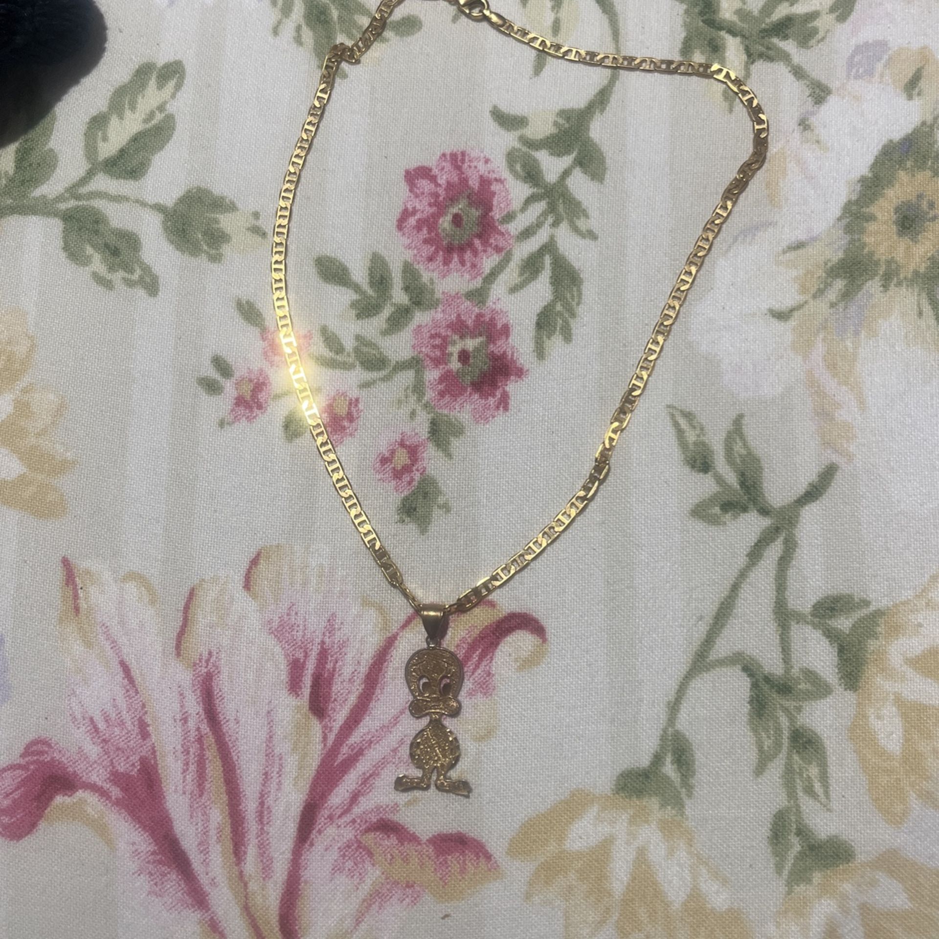 Gold Filled Necklace With Tweety Medallion 