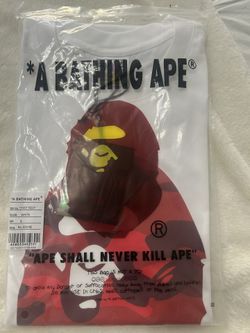 White And Red Bape Tee Size Large