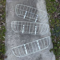 3 White Wire Planter Baskets 