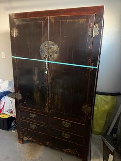 Large Rustic Armoire, Handcarved