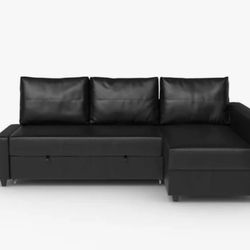IKEA Black Leather Couch Sofa