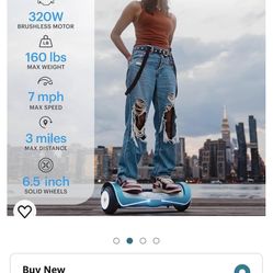 Hover-1 Epsilon Electric Self-Balancing Hoverboard, 320W Dual Motor, 7 mph Max Speed, and 3 Miles Max Range