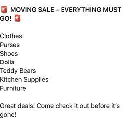 Moving Sale 