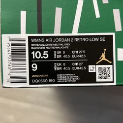 Jordan 2 Retro Low SE x Nina Chanel Size M 9 W 10.5