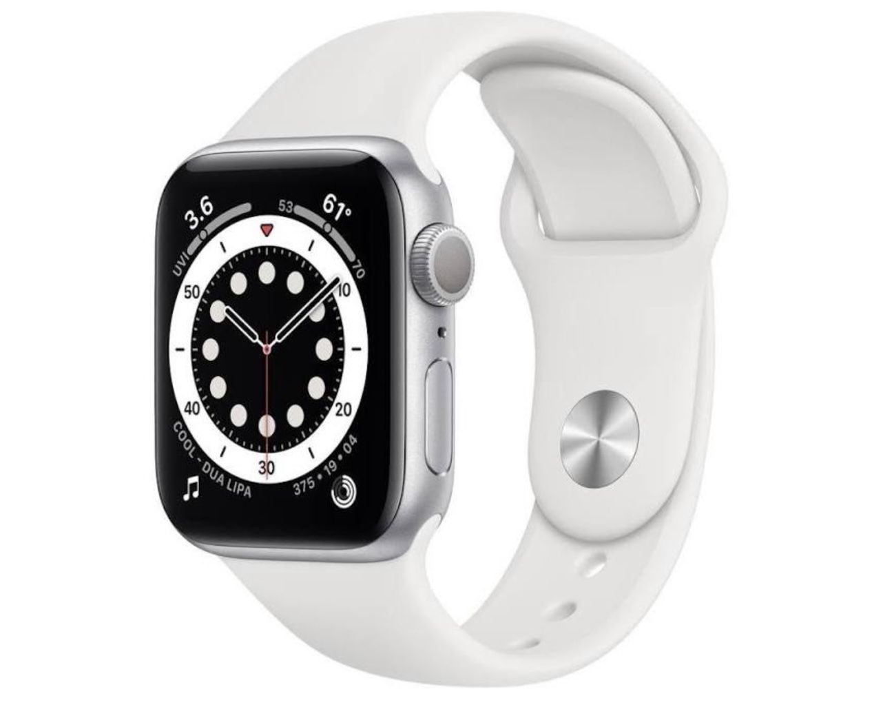 Apple Watch Series 6 Gps, 40mm Silver Aluminum Case with White Sport Band !!! No Refund Final Sale 