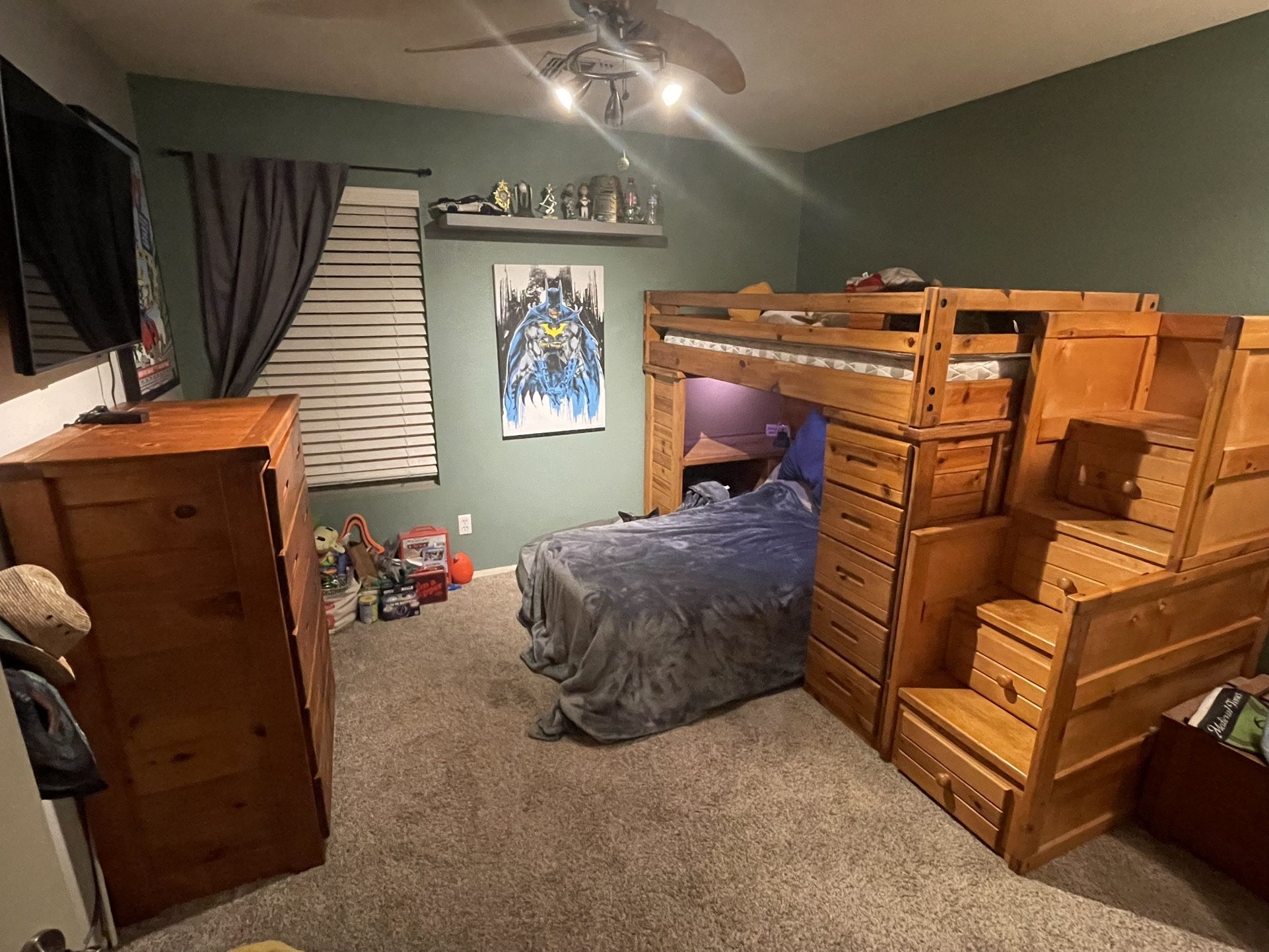 Solid Wood Twin Bunk Bed Set