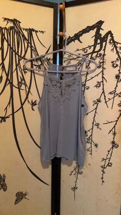 Abercrombie & Fitch Women’s Silver Bluish Cami Embroidered Lace & Keyhole