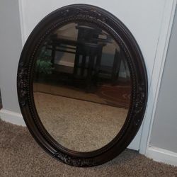 OVALCREST Oval Beveled Wall Mirror for Home Decor - Versailles Style - Rubbed Bronze - 24x28 Outside Dimensions