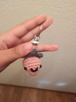 Crochet Strawberry Keychain