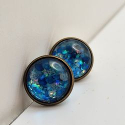 Blue Mermaid Scale Studs