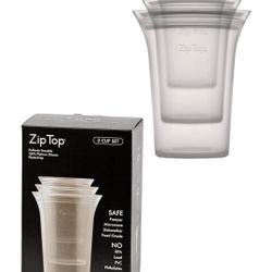 Zip Top Reusable Food Storage Bags | 3 Cup Set [Gray]