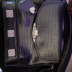 Vintage Brighton Black Leather Cross Body Bag 