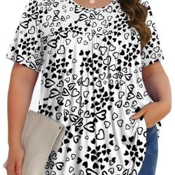 New 4X Women's Heart Tunic Top Short Sleeve 